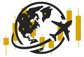 Globe image hoovering a trading chart